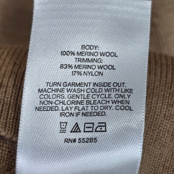 Mens Express Tan 100% Merino Wool Turtleneck Sweater Long Sleeve Size XL - Picture 3 of 7